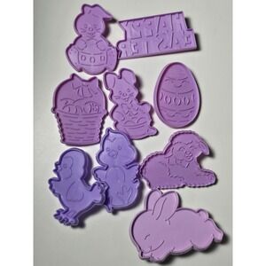 Vintage Set of 9 Wilton & Hallmark Easter Cookie Cutter Bunny Chick Lamb Basket